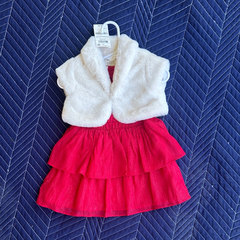 Christmas dress with fur coat